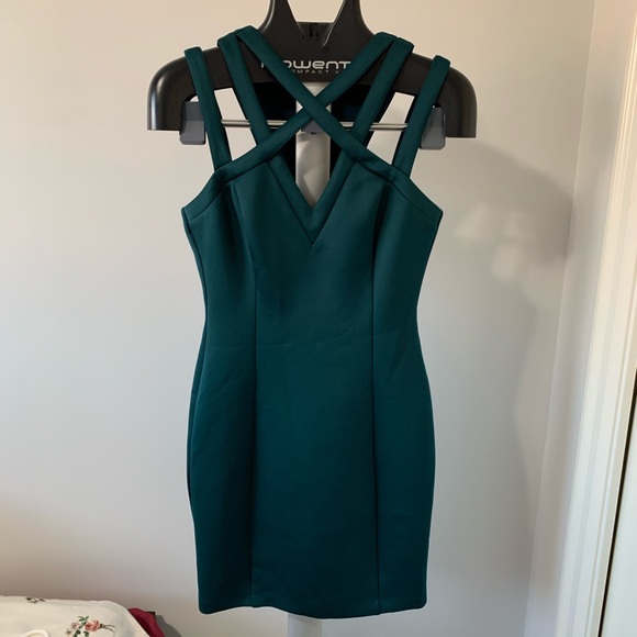 Guess Dark Teal Cut-Out Dress - Picture 1 of 10